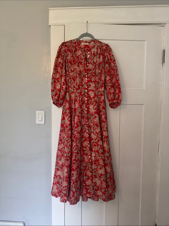 Doen Dresses & Skirts - Red Floral Button-Front Midi Dress